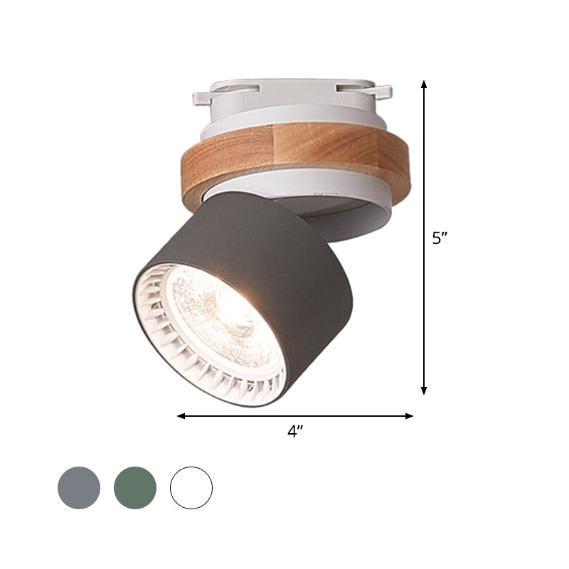 Adjustable LED Grey/Green/White Flush Mount: Modern Metallic Cylindrical Flush Lighting in Macaron Style