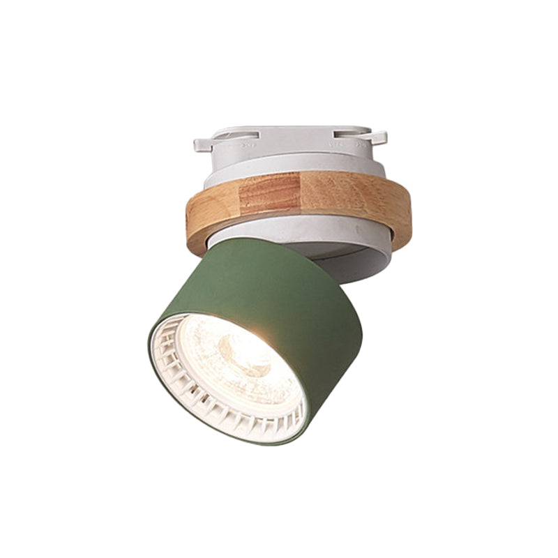 Adjustable LED Grey/Green/White Flush Mount: Modern Metallic Cylindrical Flush Lighting in Macaron Style