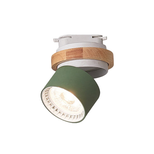 Adjustable LED Grey/Green/White Flush Mount: Modern Metallic Cylindrical Flush Lighting in Macaron Style