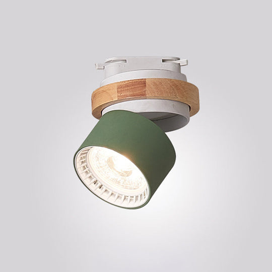 Adjustable LED Grey/Green/White Flush Mount: Modern Metallic Cylindrical Flush Lighting in Macaron Style