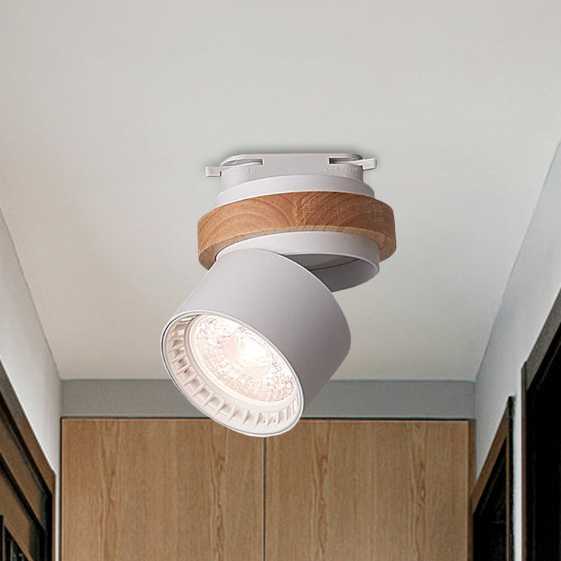 Adjustable LED Grey/Green/White Flush Mount: Modern Metallic Cylindrical Flush Lighting in Macaron Style