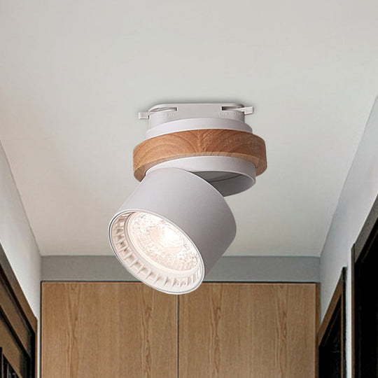 Adjustable LED Grey/Green/White Flush Mount: Modern Metallic Cylindrical Flush Lighting in Macaron Style
