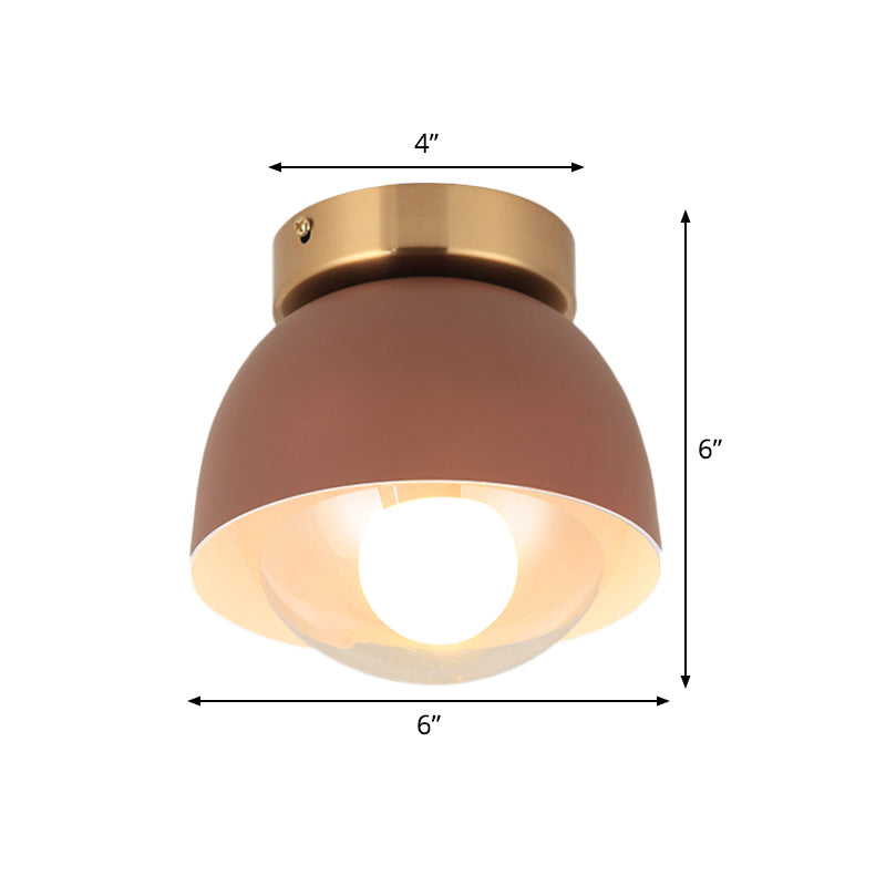 Modern Iron Dome Flush Mount Ceiling Lamp with 1 Head Flush Lighting - Coffee Shade