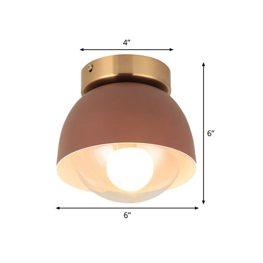 Modern Iron Dome Flush Mount Ceiling Lamp with 1 Head Flush Lighting - Coffee Shade