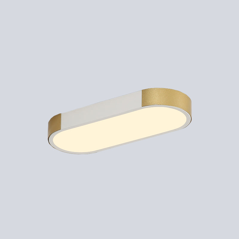 Modern Rectangular Corridor LED Ceiling Flush Mount - Metallic Flushmount Lighting in White/Gold or Black/Gold