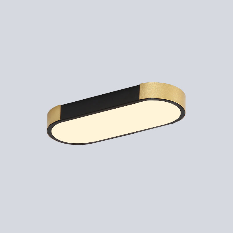 Modern Rectangular Corridor LED Ceiling Flush Mount - Metallic Flushmount Lighting in White/Gold or Black/Gold