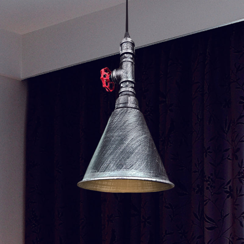 Conical Down Lighting Iron Pendant Lamp - Farmhouse Black/Silver/Gold Finish For Restaurants