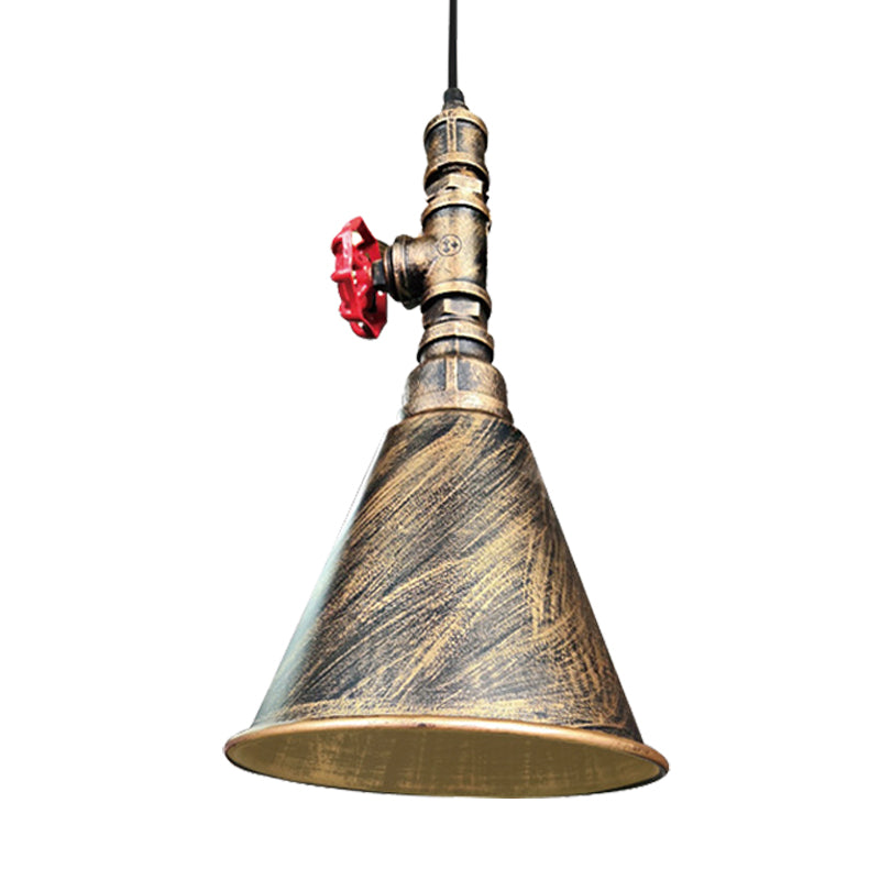 Conical Down Lighting Iron Pendant Lamp - Farmhouse Black/Silver/Gold Finish For Restaurants