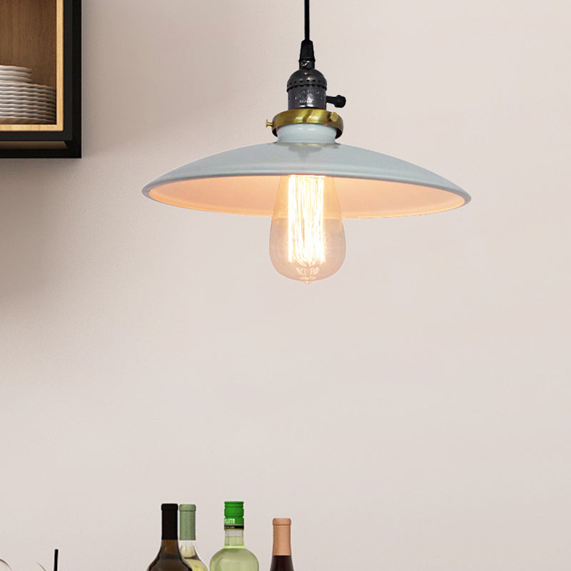 Vintage Metal Flared Hanging Pendant Lamp – 1-Light Ceiling Light for Balcony in White/Black