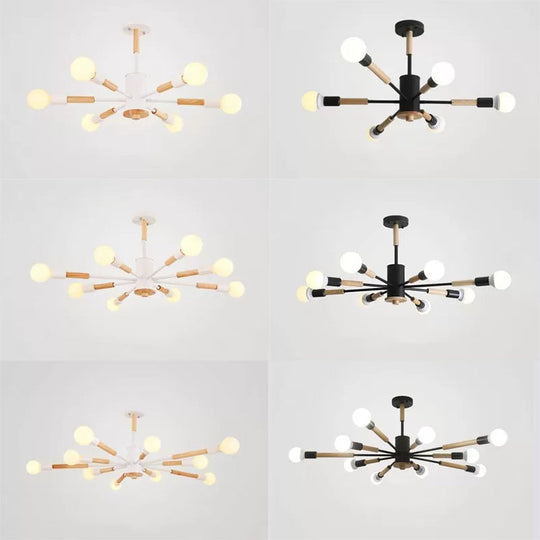 Nordic Style Wood Chandelier - Sky Bang Hanging Light For Kid Bedroom