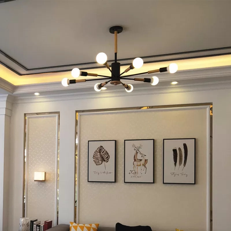 Nordic Style Wood Chandelier - Sky Bang Hanging Light For Kid Bedroom