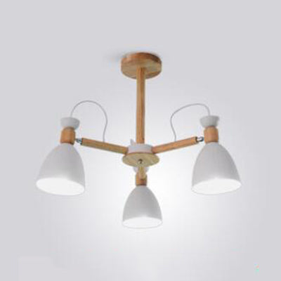 Nordic Stylish Metal Domed Hanging Light - Rotatable Chandelier For Study Room 3 / White