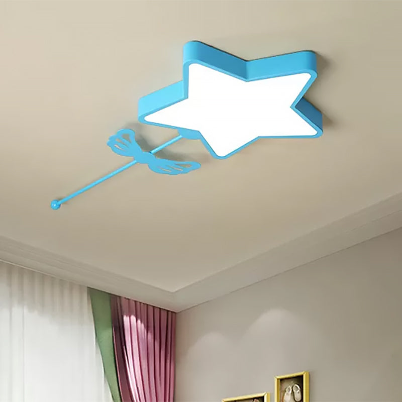 Star Acrylic Ceiling Light for Modern Kid's Bedroom - Flush Mount Fixture