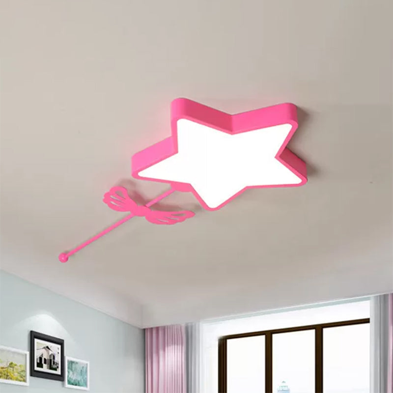 Star Acrylic Ceiling Light for Modern Kid's Bedroom - Flush Mount Fixture