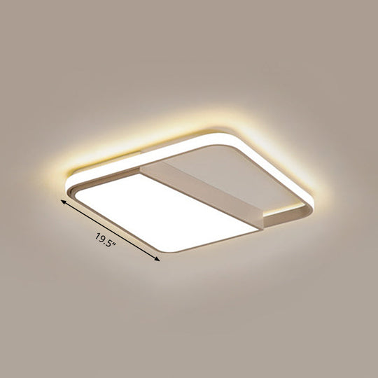 Modern Acrylic Led Box Ceiling Lamp In Warm/White Light - Remote Control Dimmable 16.5/19.5/23.5 W