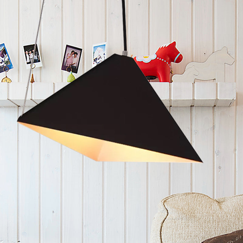 Geometric Metal Pendant Light - Modern 1-Light Suspension Lamp for Living Room in Black