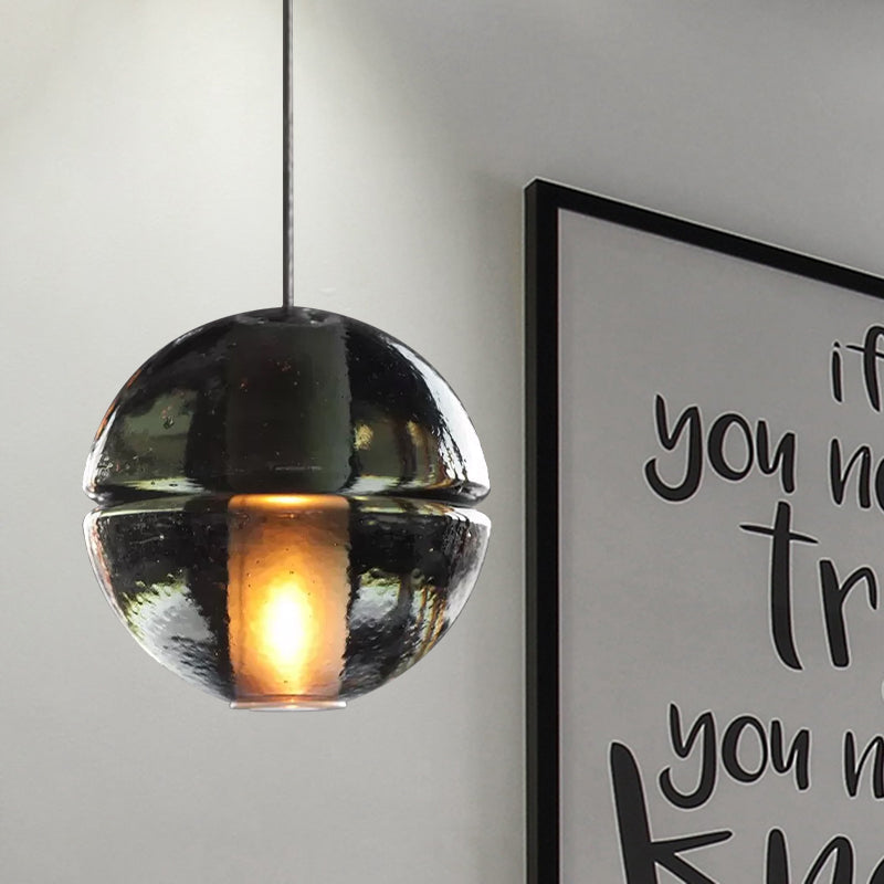 Contemporary Glass Round Ceiling Light - 1 Head Pendant for Bedroom