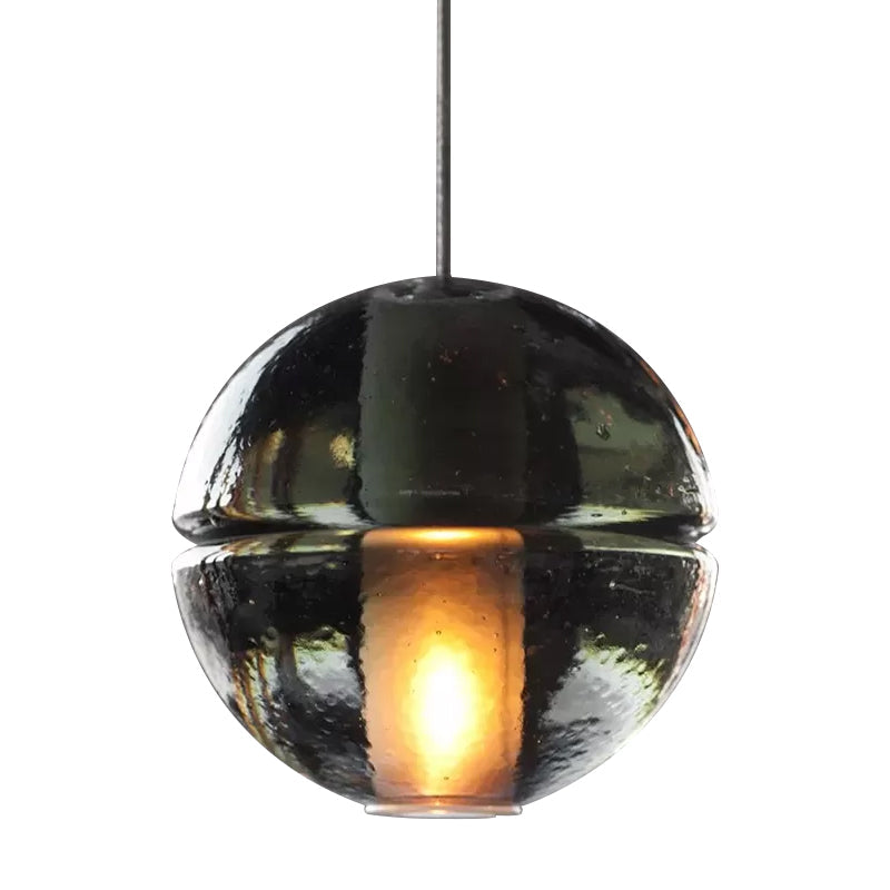 Contemporary Glass Round Ceiling Light - 1 Head Pendant for Bedroom