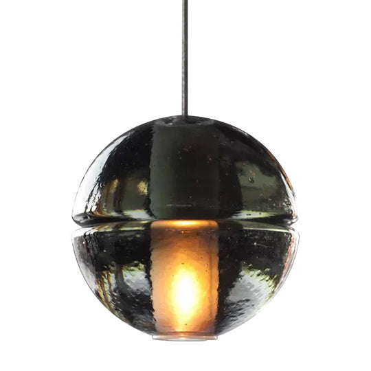 Contemporary Glass Round Ceiling Light - 1 Head Pendant for Bedroom