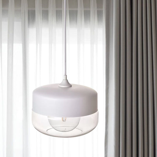 Modern White Glass Pendant Light for Bedroom With Elegant Ceiling Suspension