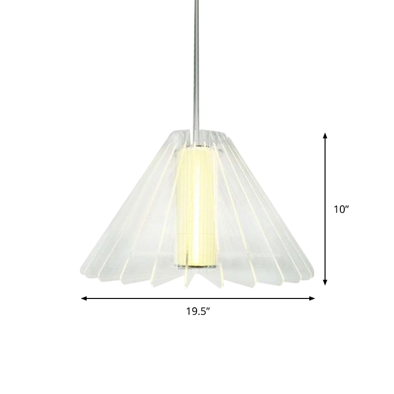 Modern Clear Glass Flare Pendant Light - 1 Head Ceiling Hanging Fixture for Dining Room