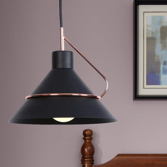 Contemporary Metal Pendant Lamp - 1 Light Minimalist Hanging Fixture For Living Room In White/Black