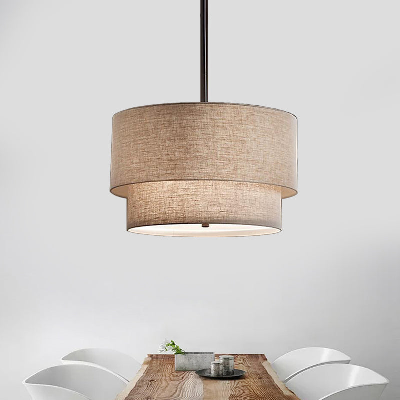 Traditional Layered Tier Chandelier - 3-Light Ceiling Light In Black/White/Flaxen 16/19.5/23.5 Wide