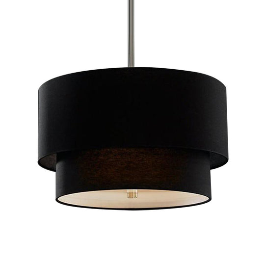Traditional Layered Tier Chandelier - 3-Light Ceiling Light In Black/White/Flaxen 16/19.5/23.5 Wide