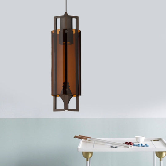 Lampe de table à manger à suspension moderne en verre gris/transparent/beige à 1 ampoule avec cadre en nickel