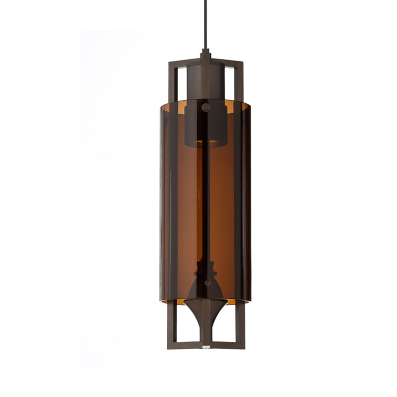 Lampe de table à manger à suspension moderne en verre gris/transparent/beige à 1 ampoule avec cadre en nickel