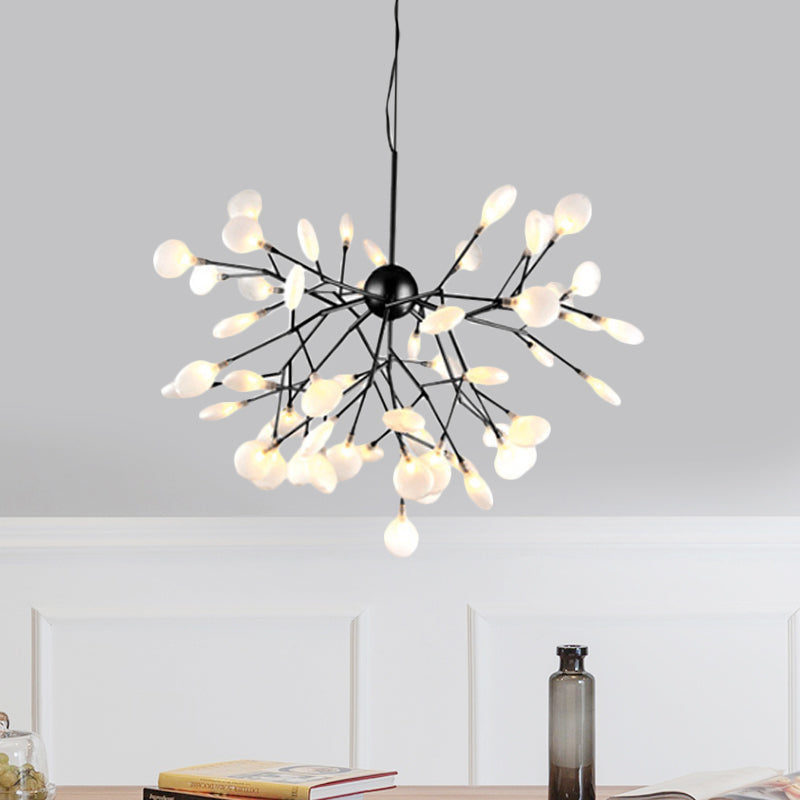 Modern Heracleum Chandelier With Opaline Glass 36/45/54 Heads Black/Gold 54 / Black
