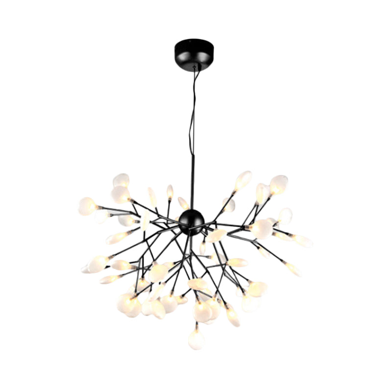 Modern Heracleum Chandelier With Opaline Glass 36/45/54 Heads Black/Gold