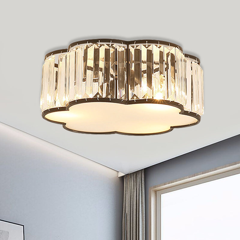 Contemporary Black Crystal Cloud Flush Lamp with 3/4/5 Lights - Bedroom Flushmount Lighting