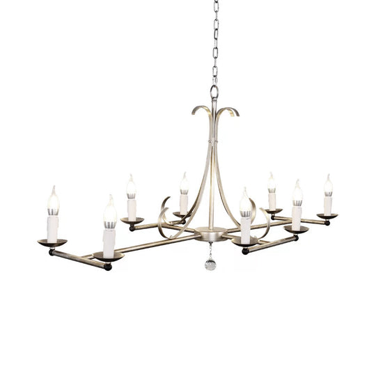 Metal Island Chandelier Light - Traditional Candle Shape 8 Bulbs Gold/Silver