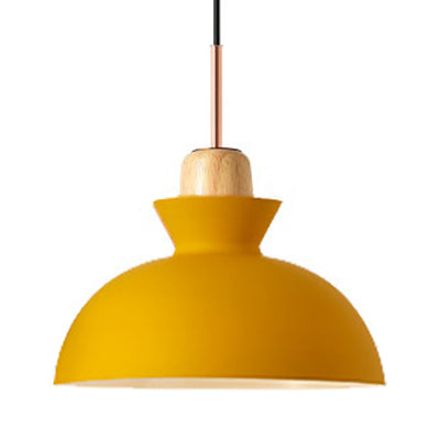 Modern Metal Pendant Light with Colorful Bowl Shade for Dining Table