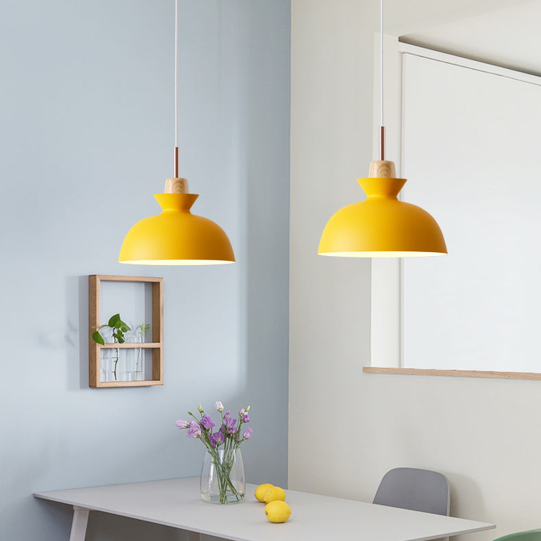 Modern Metal Pendant Light with Colorful Bowl Shade for Dining Table