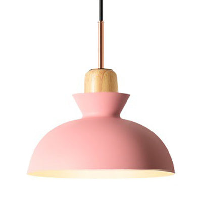 Modern Metal Pendant Light With Pink/Yellow/Green Bowl Shade - Ideal For Dining Tables Pink