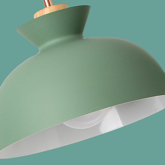 Modern Metal Pendant Light With Pink/Yellow/Green Bowl Shade - Ideal For Dining Tables