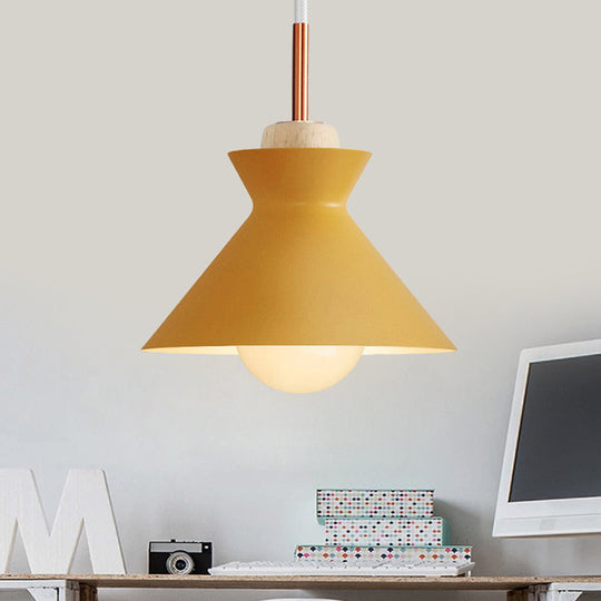 Contemporary Dome/Cone Metal Pendant Light - Grey/Yellow/Green