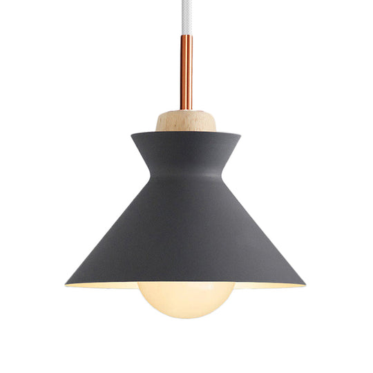 Contemporary Dome/Cone Metal Pendant Light - Grey/Yellow/Green