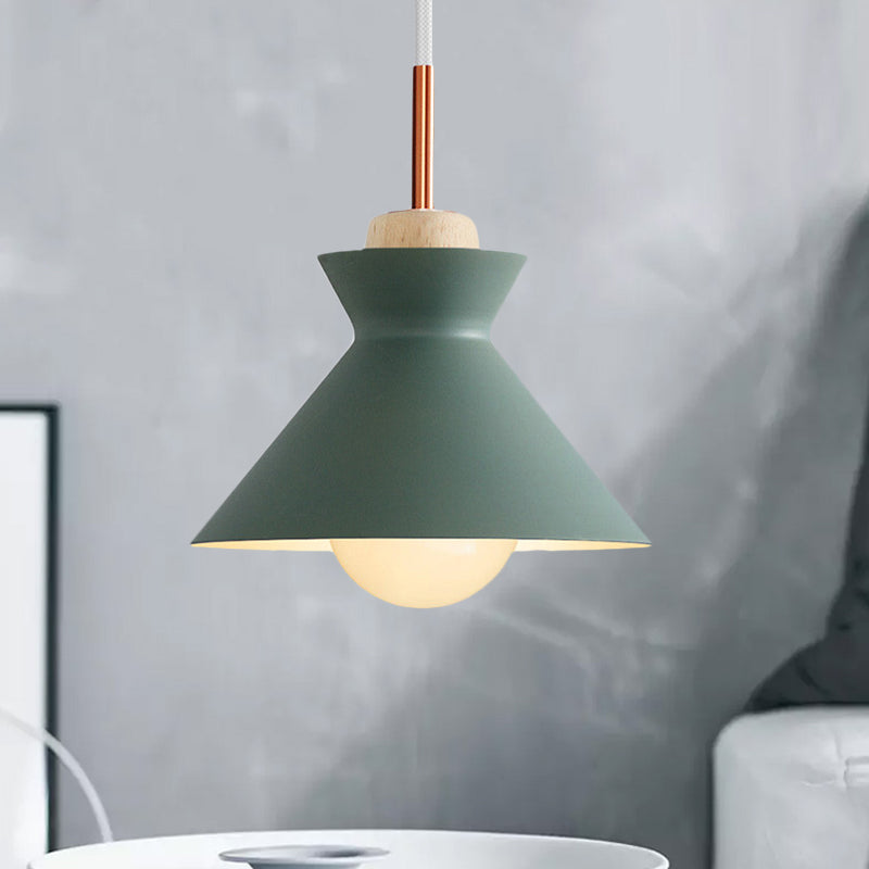 Contemporary Dome/Cone Metal Pendant Light - Grey/Yellow/Green
