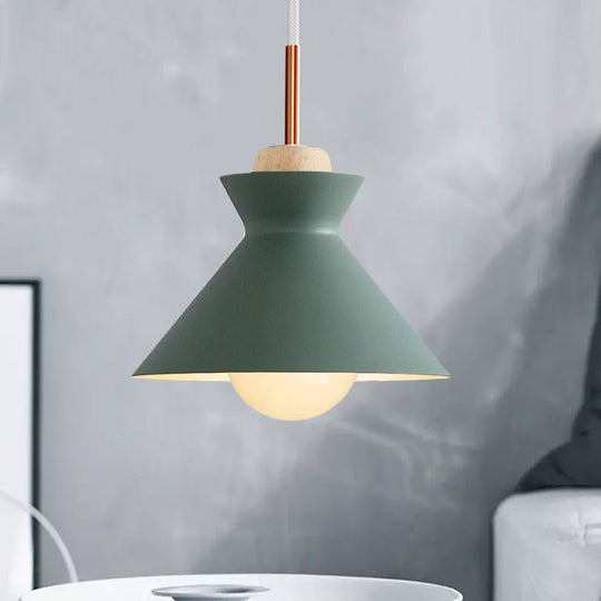 Contemporary Dome/Cone Metal Pendant Light - Grey/Yellow/Green