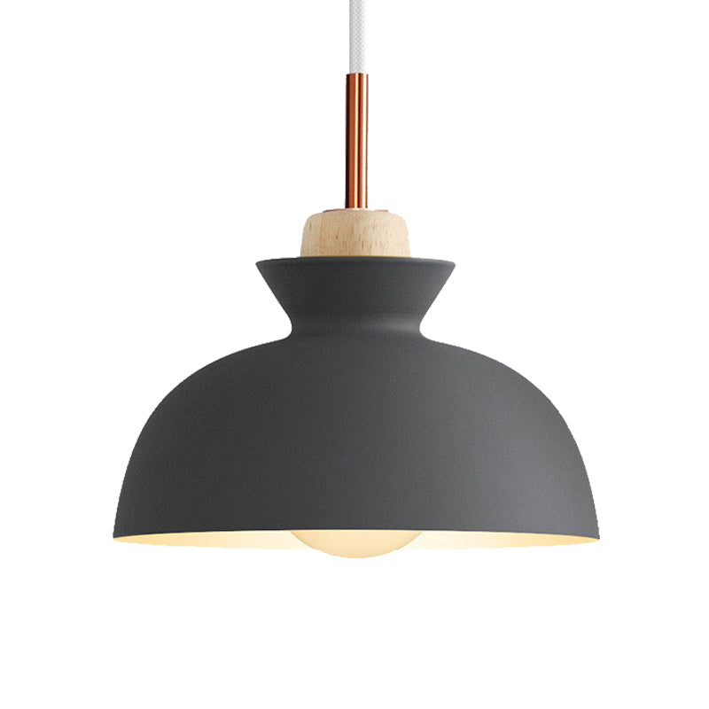Contemporary Dome/Cone Metal Pendant Light - Grey/Yellow/Green