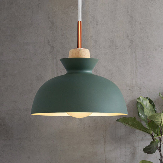 Contemporary Dome/Cone Metal Pendant Light - Grey/Yellow/Green