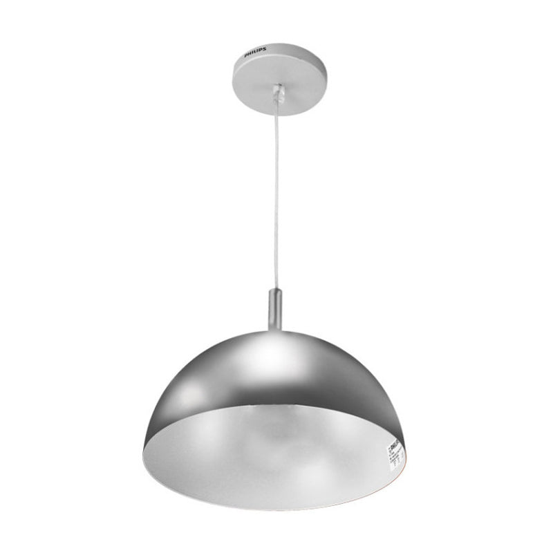 Plafonnier suspendu en forme de dôme en métal au design simple - 1 luminaire orange/bleu/chrome pour salle à manger, 10"/16" de large