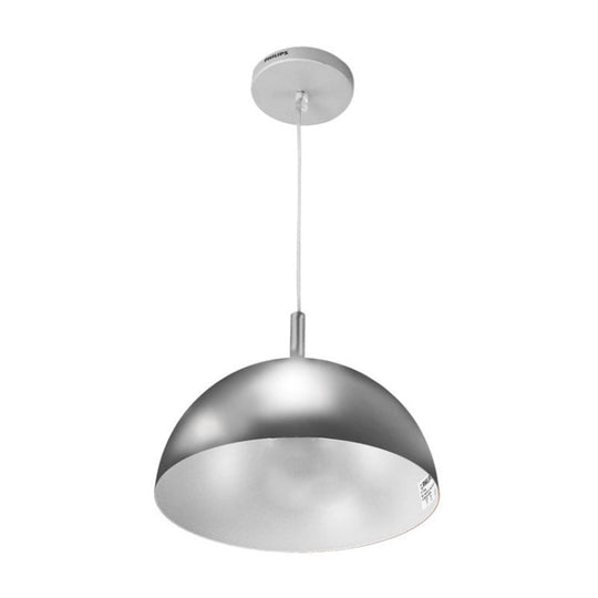 Plafonnier suspendu en forme de dôme en métal au design simple - 1 luminaire orange/bleu/chrome pour salle à manger, 10"/16" de large