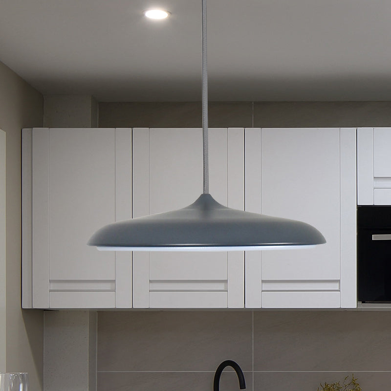 Modern Metal Pendant Light With White/Pink/Yellow Shade - 10/16 Diameter Warm/White Lighting Grey /