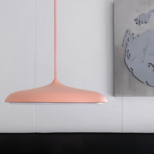 Modern Metal Pendant Light With White/Pink/Yellow Shade - 10/16 Diameter Warm/White Lighting