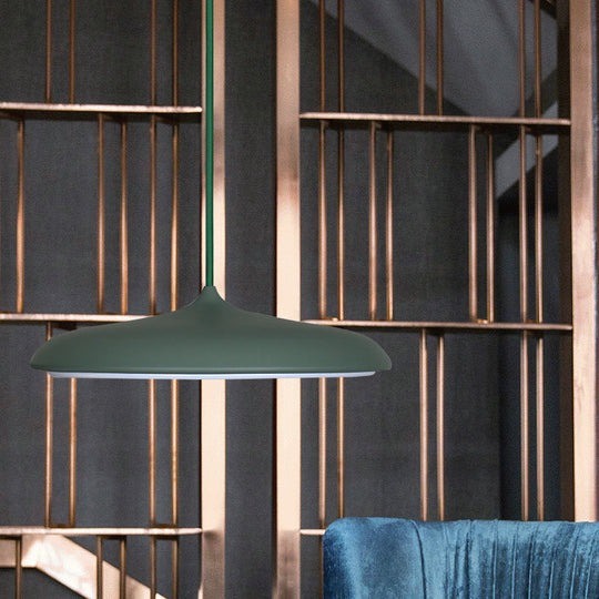 Modern Metal Pendant Light With White/Pink/Yellow Shade - 10/16 Diameter Warm/White Lighting Green /