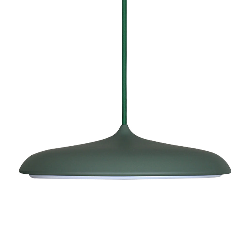 Modern Metal Disk Ceiling Pendant Light - 10"/16" Diameter - 1 Light - White/Pink/Yellow - Warm/White Hanging Lamp